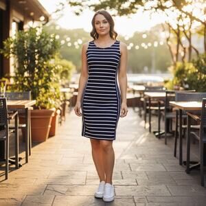 Banana Republic Navy White Striped Sheath Dress Size 4